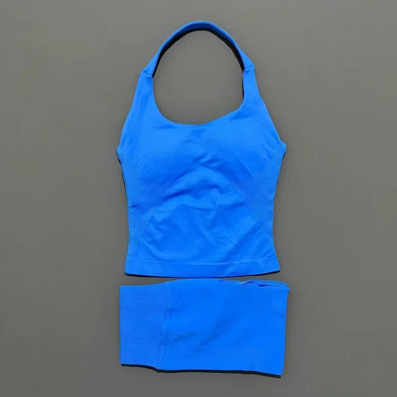 Women's 2-Piece Yoga Set – Halter Top & Hip-Lifting Leggings