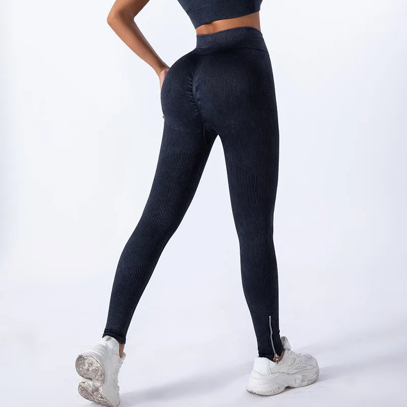New Frosted Yoga Leggings Women Seamless Slim Leggings High Waist Running Sports Pants Hip Liftting Solid Color Knited Gym Pants