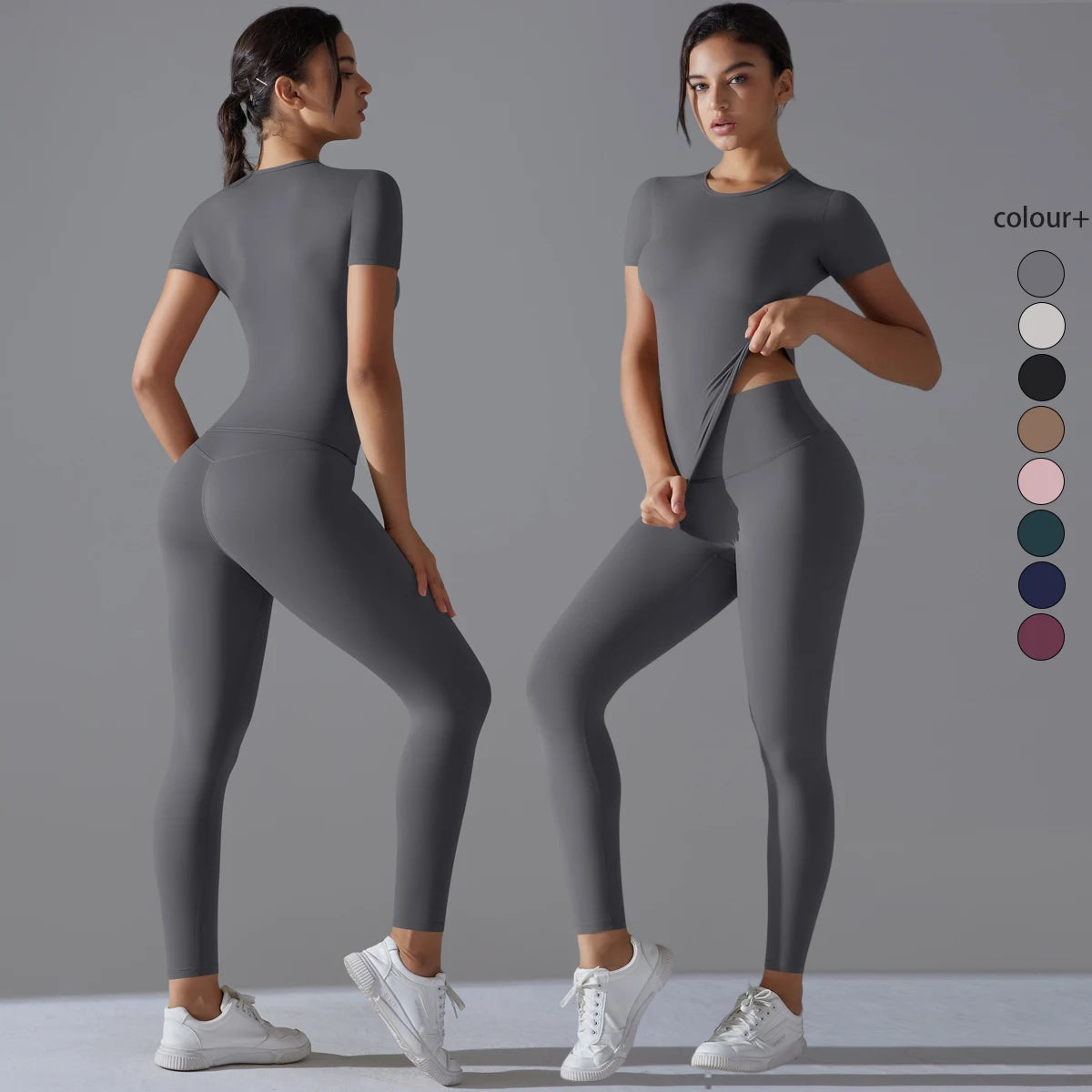 Women's Quick-Dry Gym Set – Breathable Active Top & Slim Yoga Leggings
