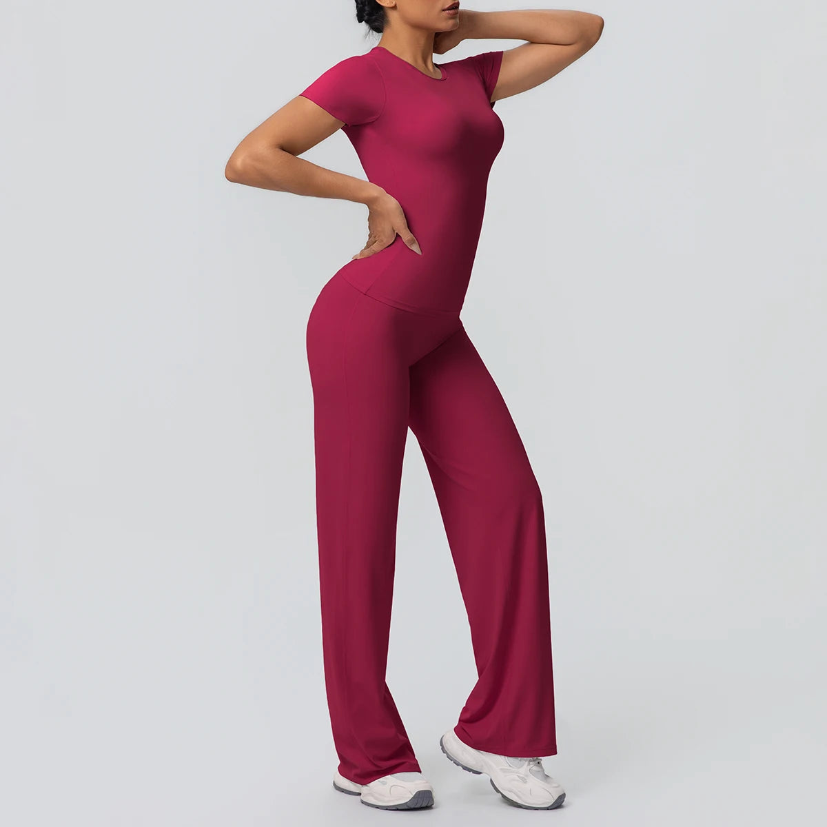 Women's Fitness Yoga Set – Slim Quick-Dry Top & Push-Up Pants