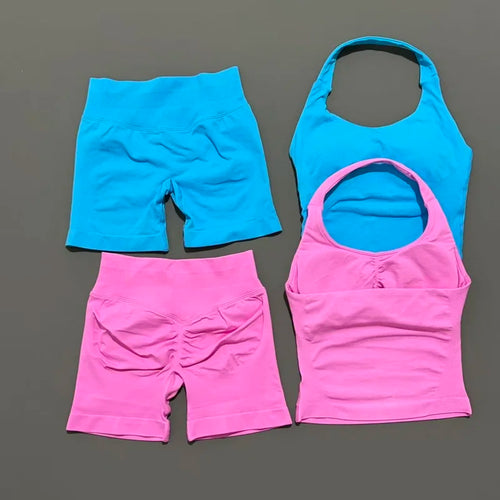 Women's 2-Piece Yoga Set – Halter Top & Hip-Lifting Leggings