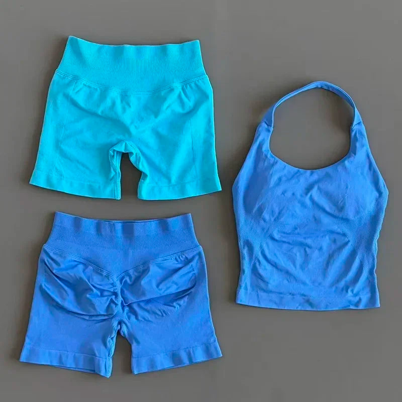 Women's 2-Piece Yoga Set – Halter Top & Hip-Lifting Leggings