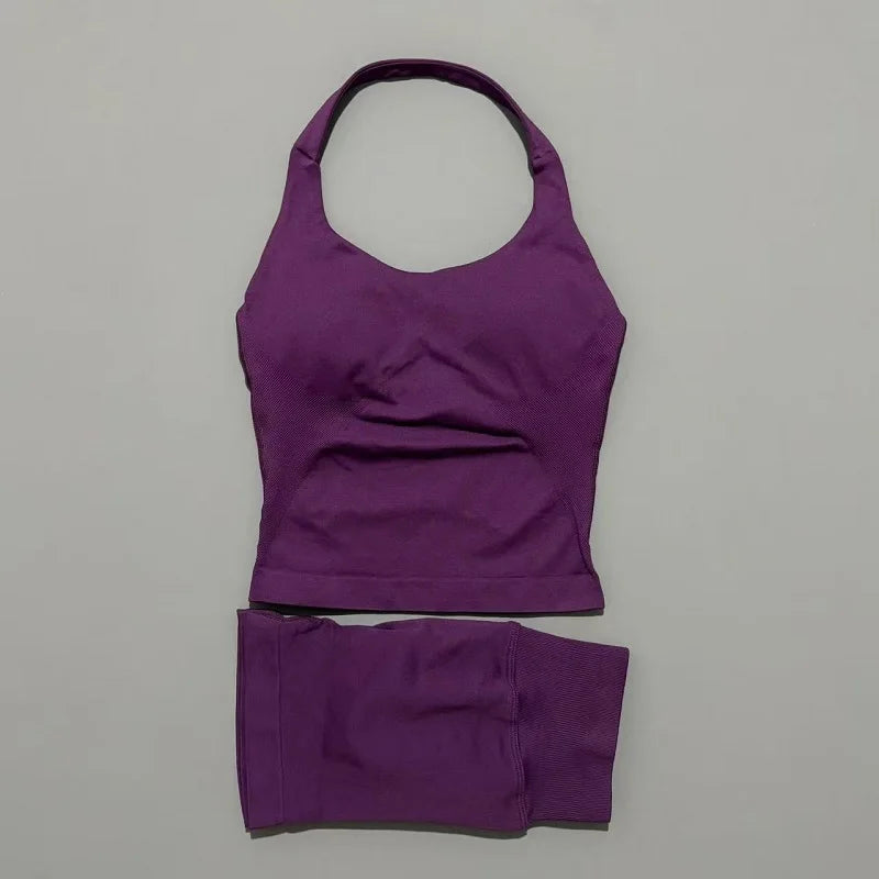 Women's 2-Piece Yoga Set – Halter Top & Hip-Lifting Leggings