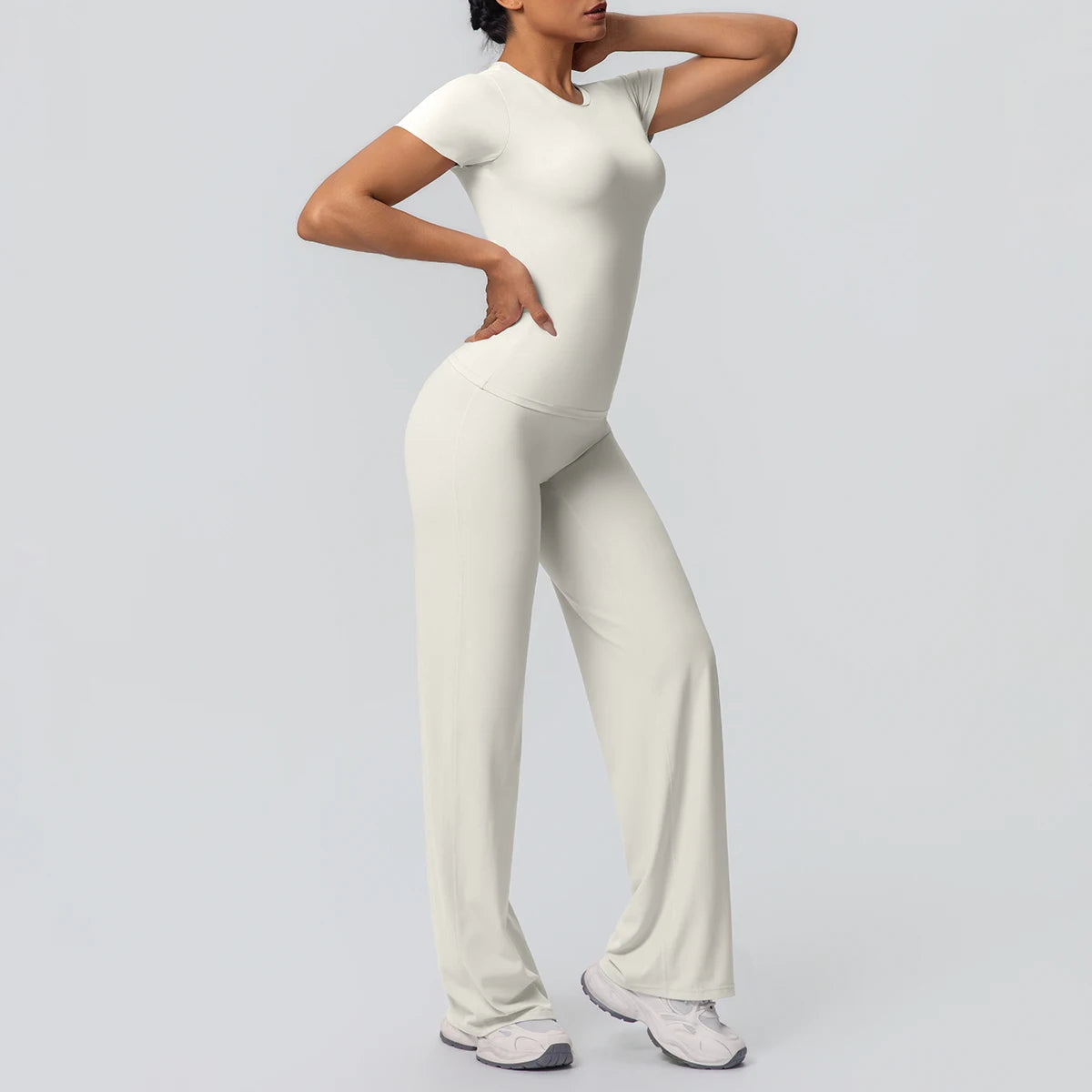 Women's Fitness Yoga Set – Slim Quick-Dry Top & Push-Up Pants