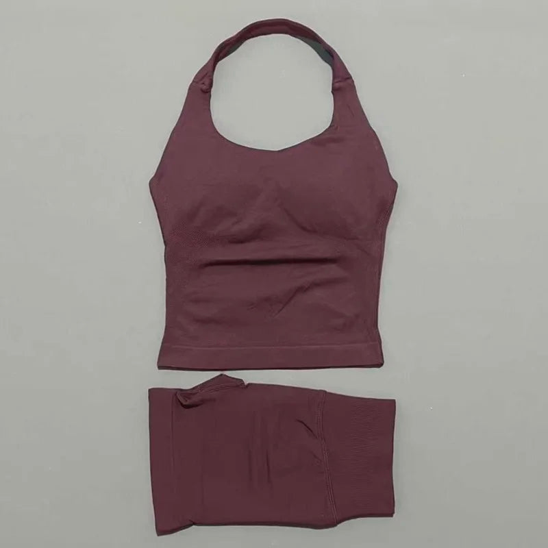 Women's 2-Piece Yoga Set – Halter Top & Hip-Lifting Leggings