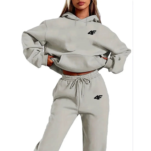 Women's 2-Piece Hoodies Set – Letter Print Hoodie & Skinny Pants