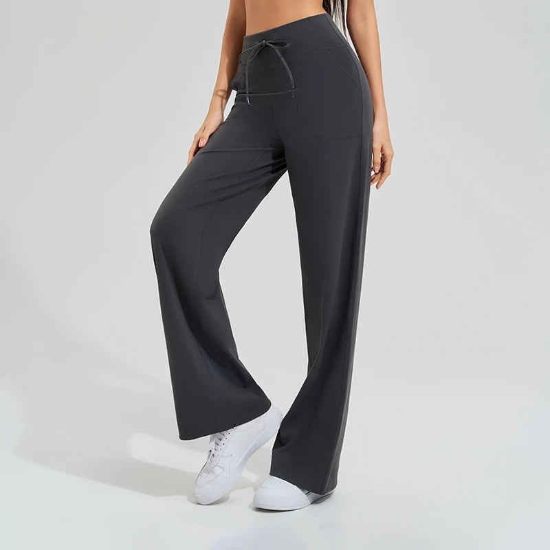 Women's High-Waist Wide-Leg Yoga Pants – Quick-Dry & Elastic
