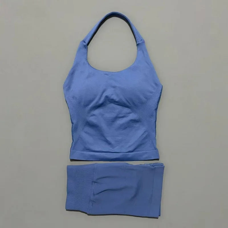 Women's 2-Piece Yoga Set – Halter Top & Hip-Lifting Leggings