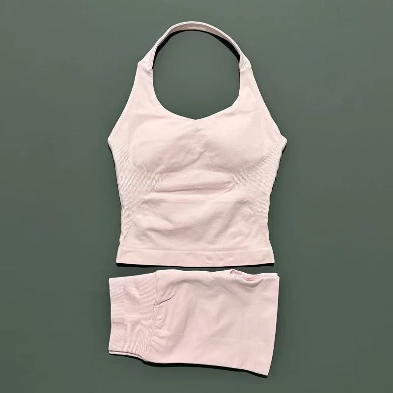 Women's 2-Piece Yoga Set – Halter Top & Hip-Lifting Leggings