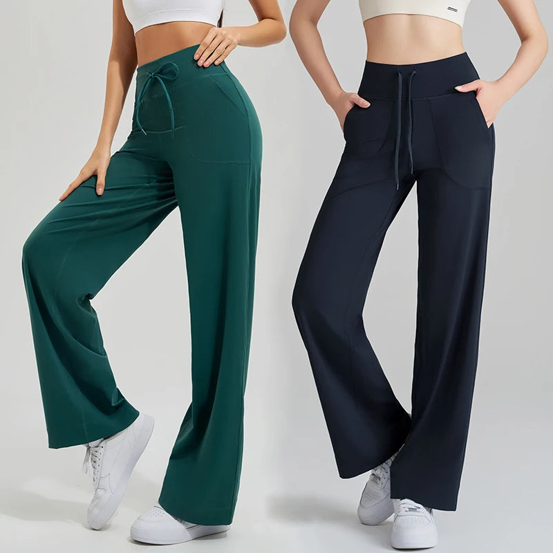Women's High-Waist Wide-Leg Yoga Pants – Quick-Dry & Elastic