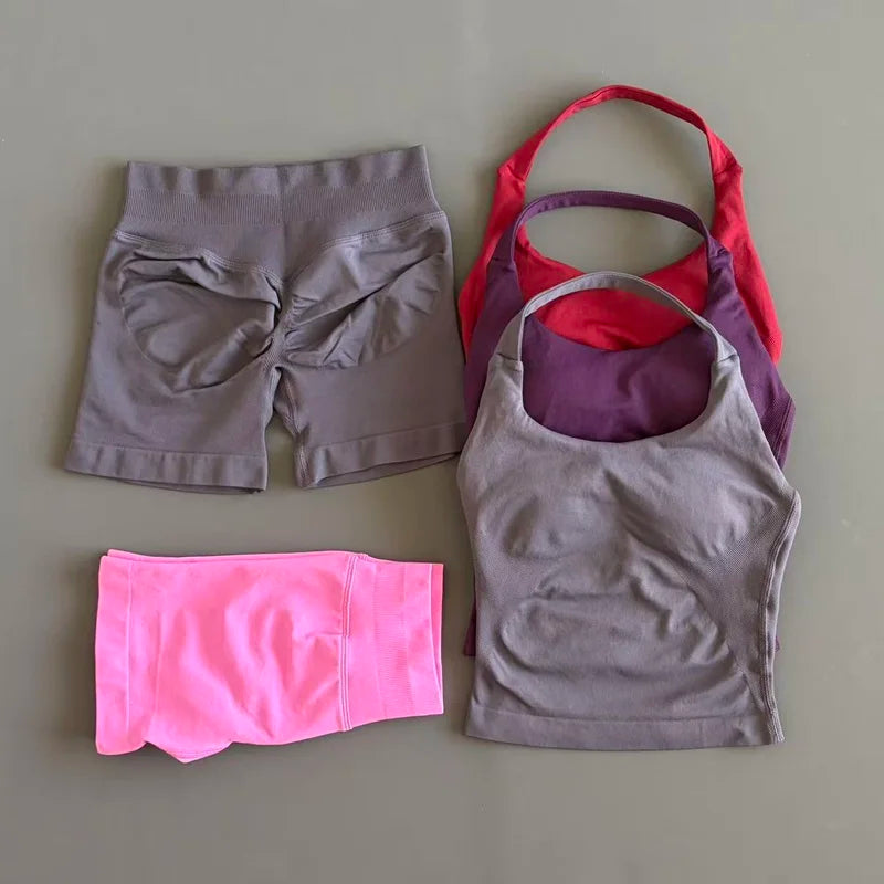 Women's 2-Piece Yoga Set – Halter Top & Hip-Lifting Leggings