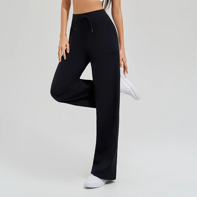 Women's High-Waist Wide-Leg Yoga Pants – Quick-Dry & Elastic