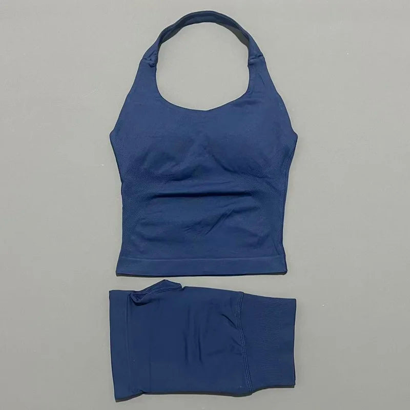 Women's 2-Piece Yoga Set – Halter Top & Hip-Lifting Leggings